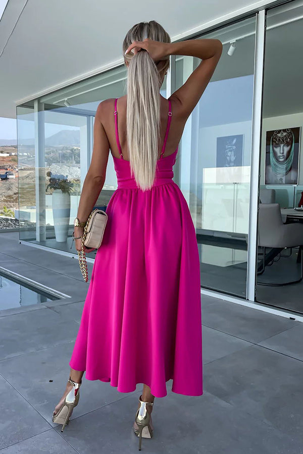 Annika Comfy Midi Dress with Cutouts for Pockets