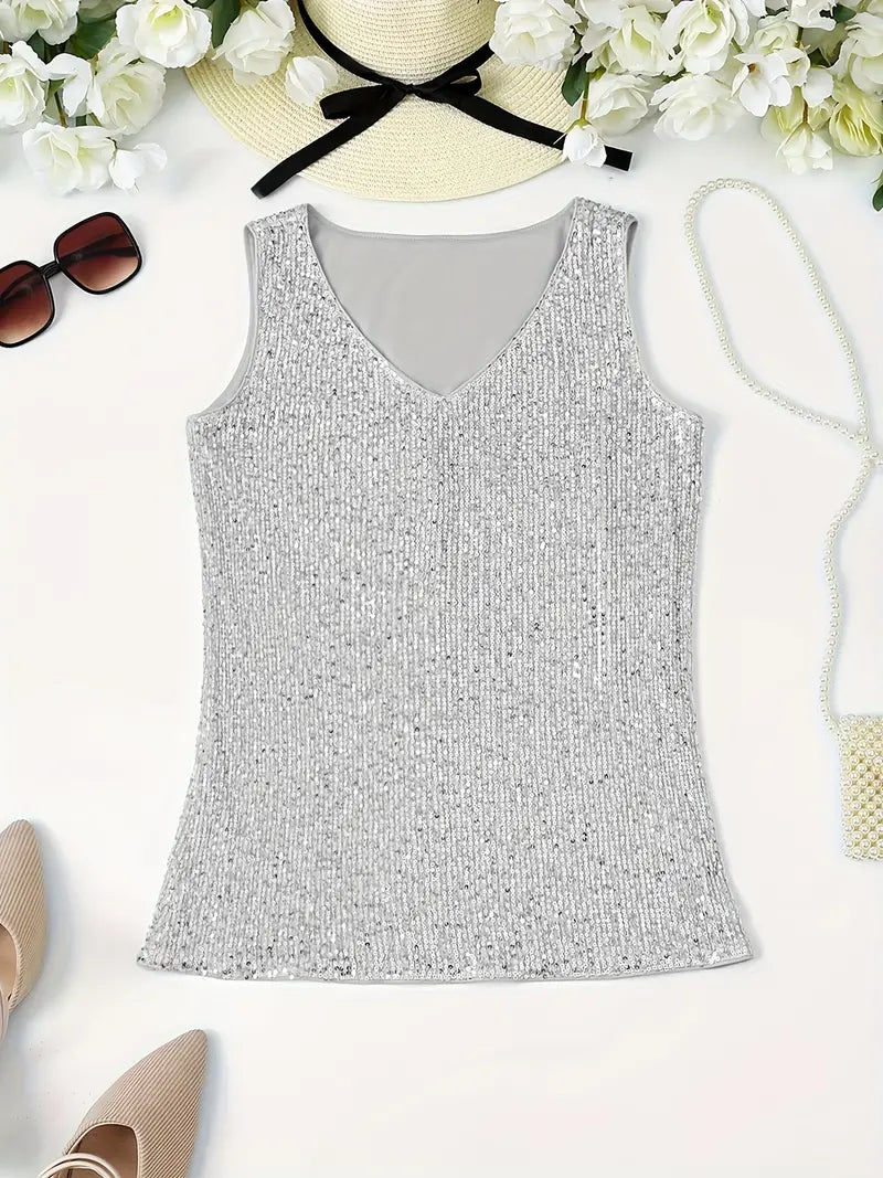 Sleeveless Top with Sequins for Women