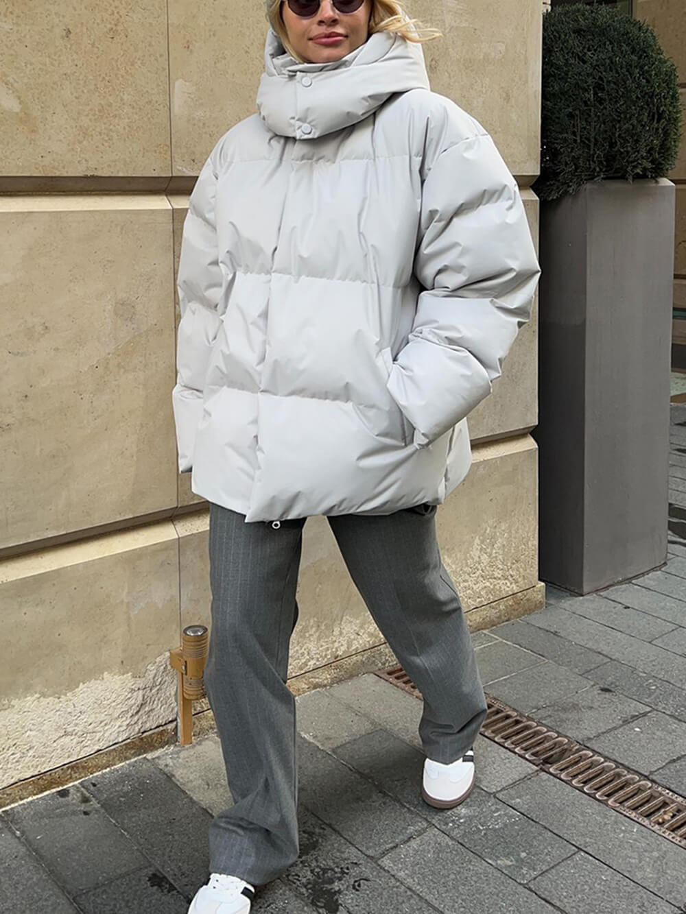 Saar Oversized Puffer Jacket | Hooded Hip-Length Jacket