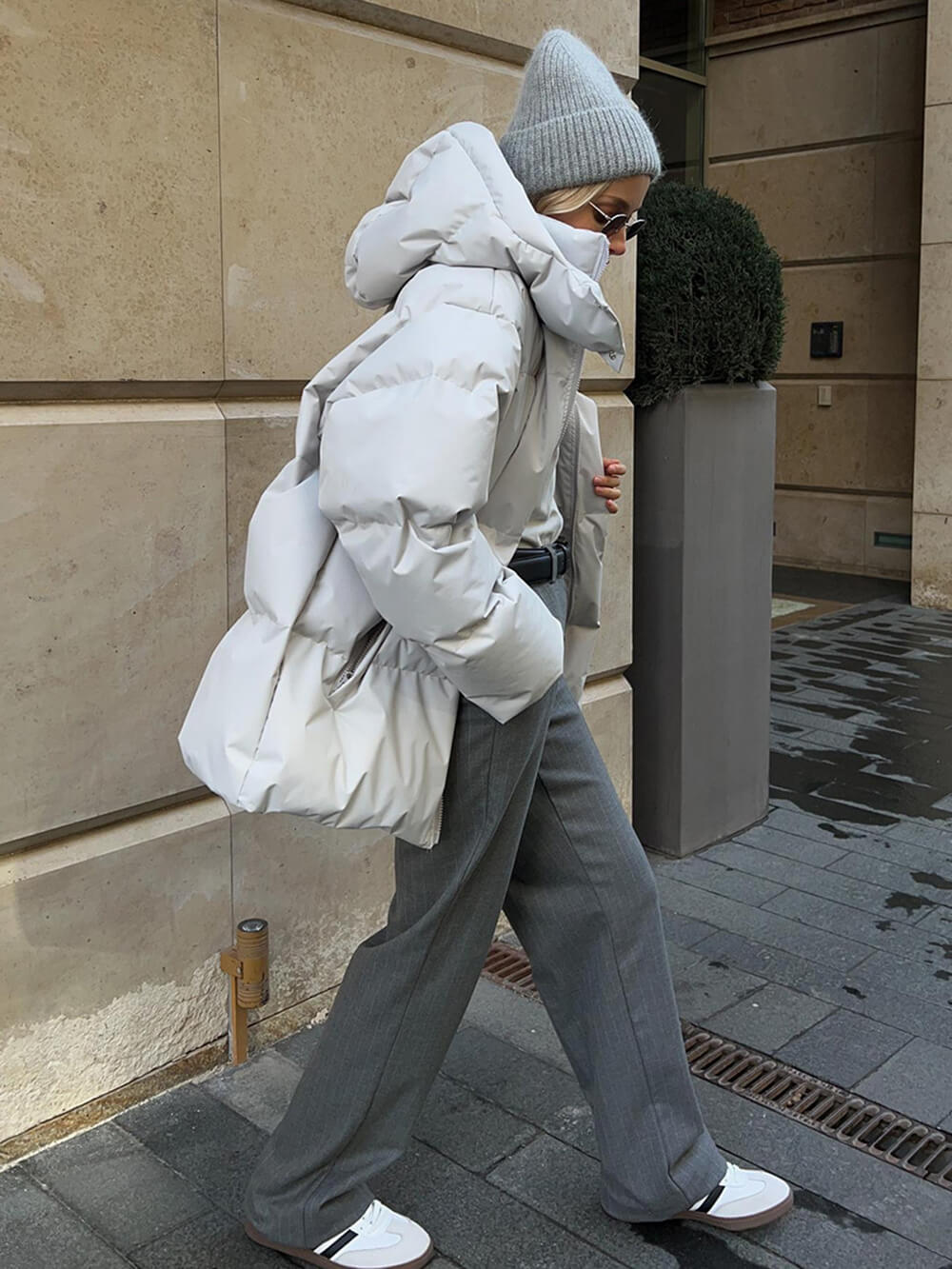 Saar Oversized Puffer Jacket | Hooded Hip-Length Jacket