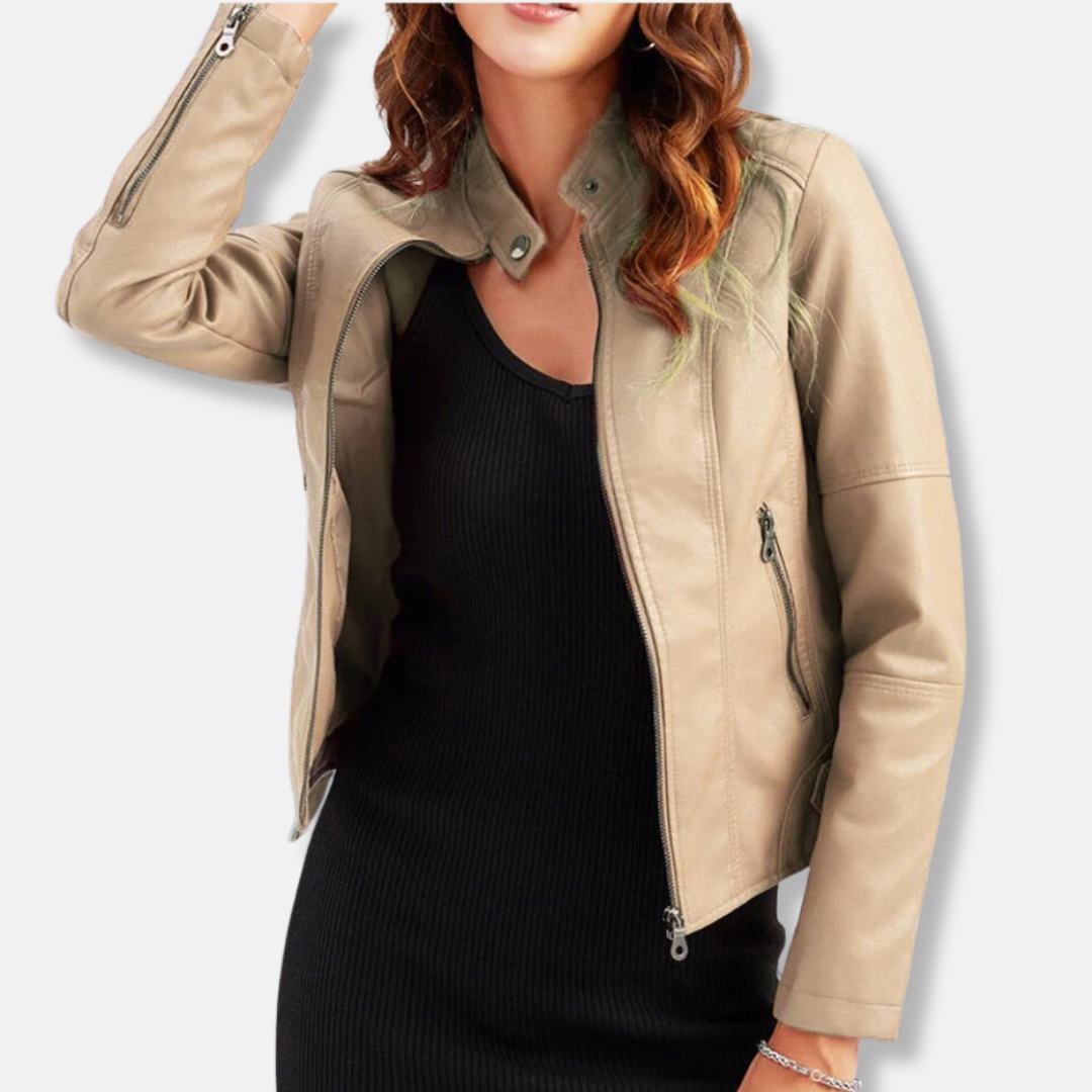Women's biker jacket – Tailored Fit – Stand-up collar – Zip pockets