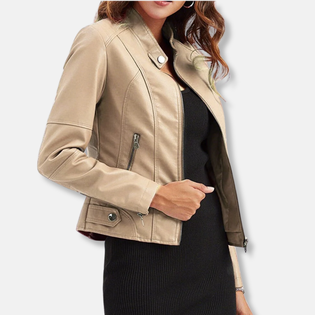 Women's biker jacket – Tailored Fit – Stand-up collar – Zip pockets