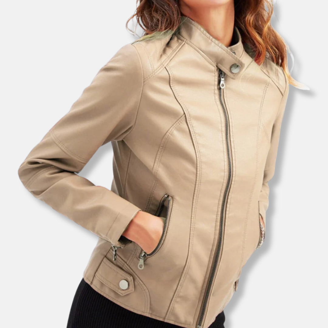 Women's biker jacket – Tailored Fit – Stand-up collar – Zip pockets