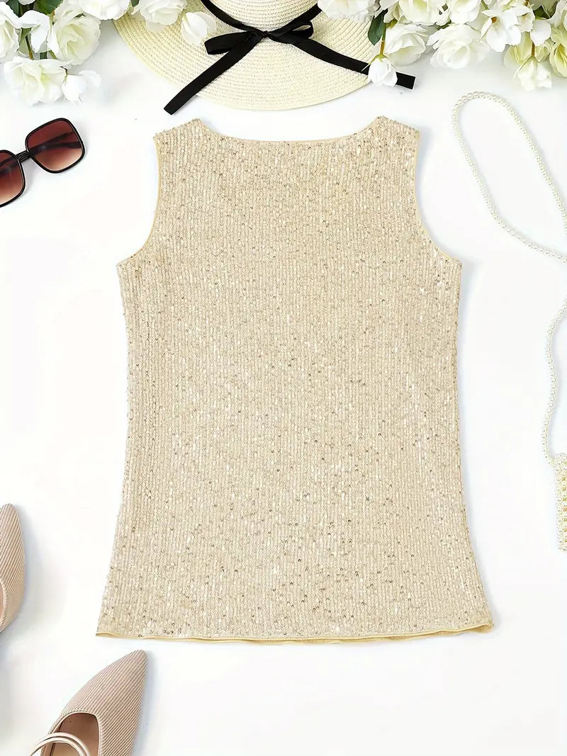 Sleeveless Top with Sequins for Women