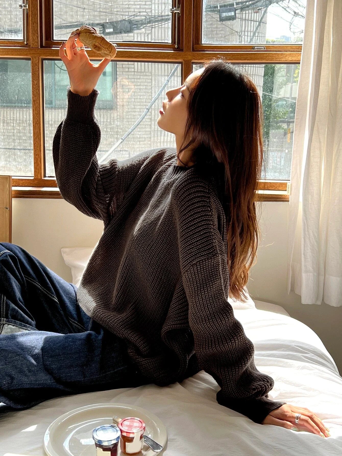 Chunky Knitted Sweater with Relaxed Fit for Women