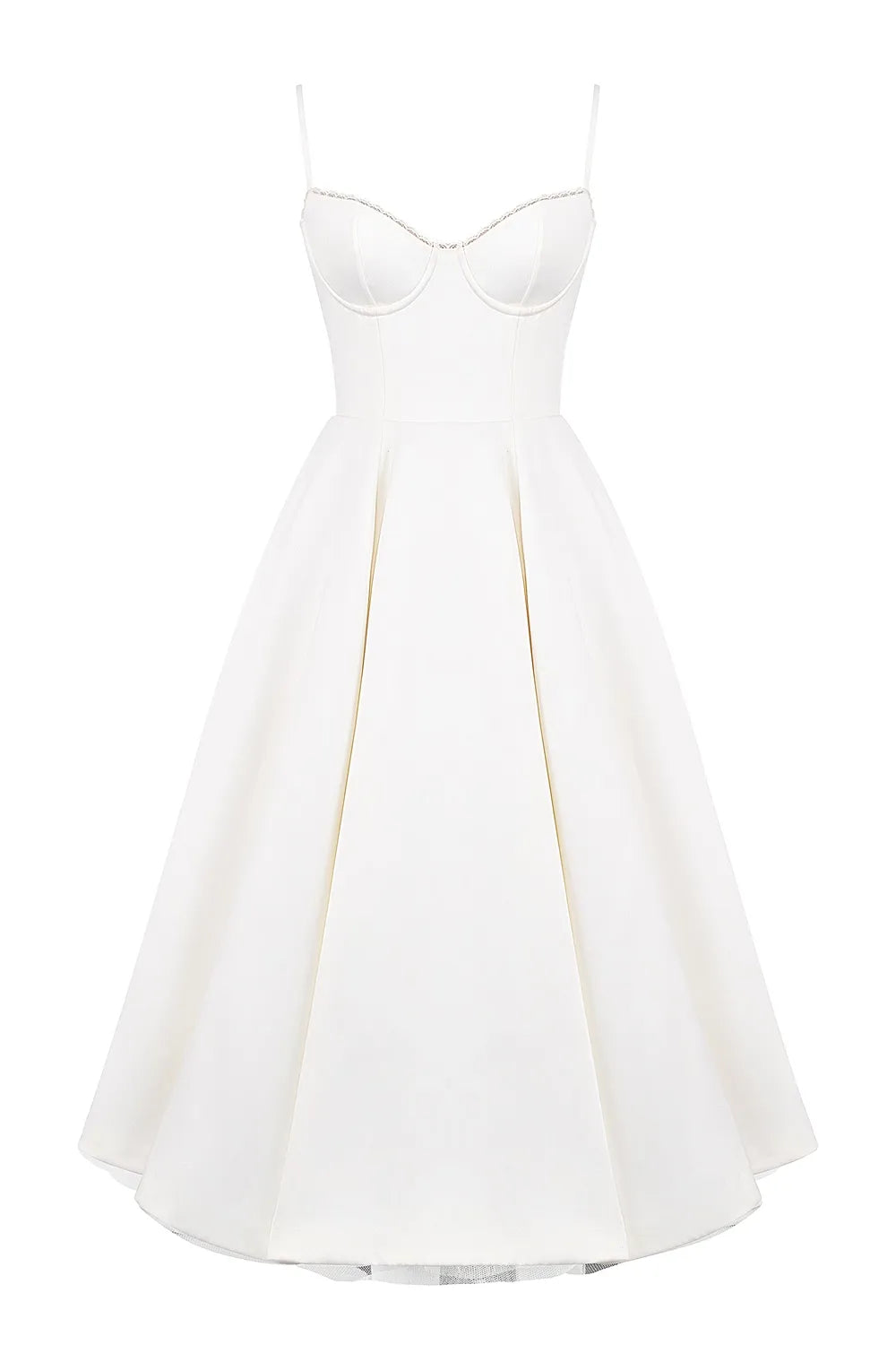 White Satin Midi Party Dress