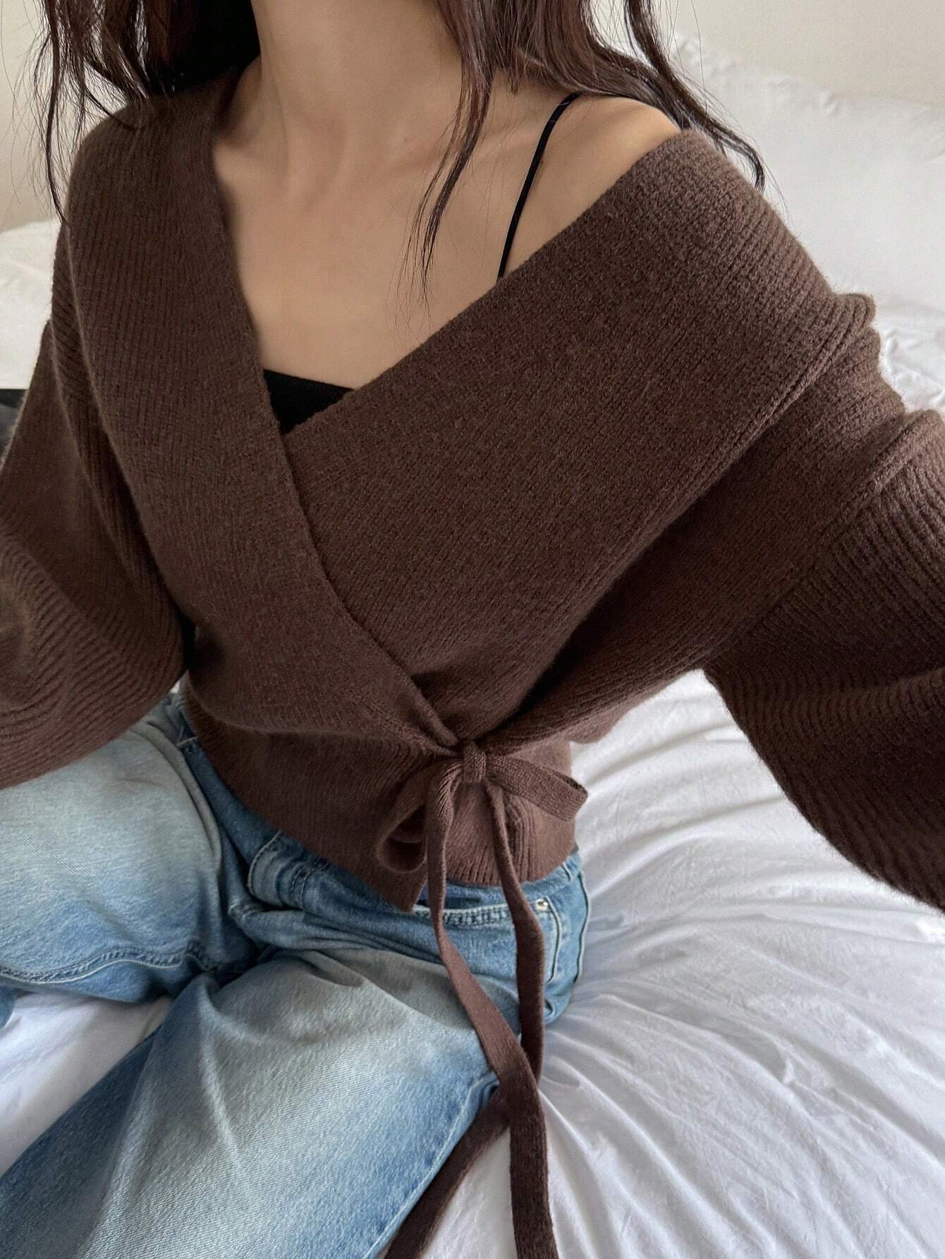 Olivia Knitted Wrap Sweater | Comfortable Soft Sweater