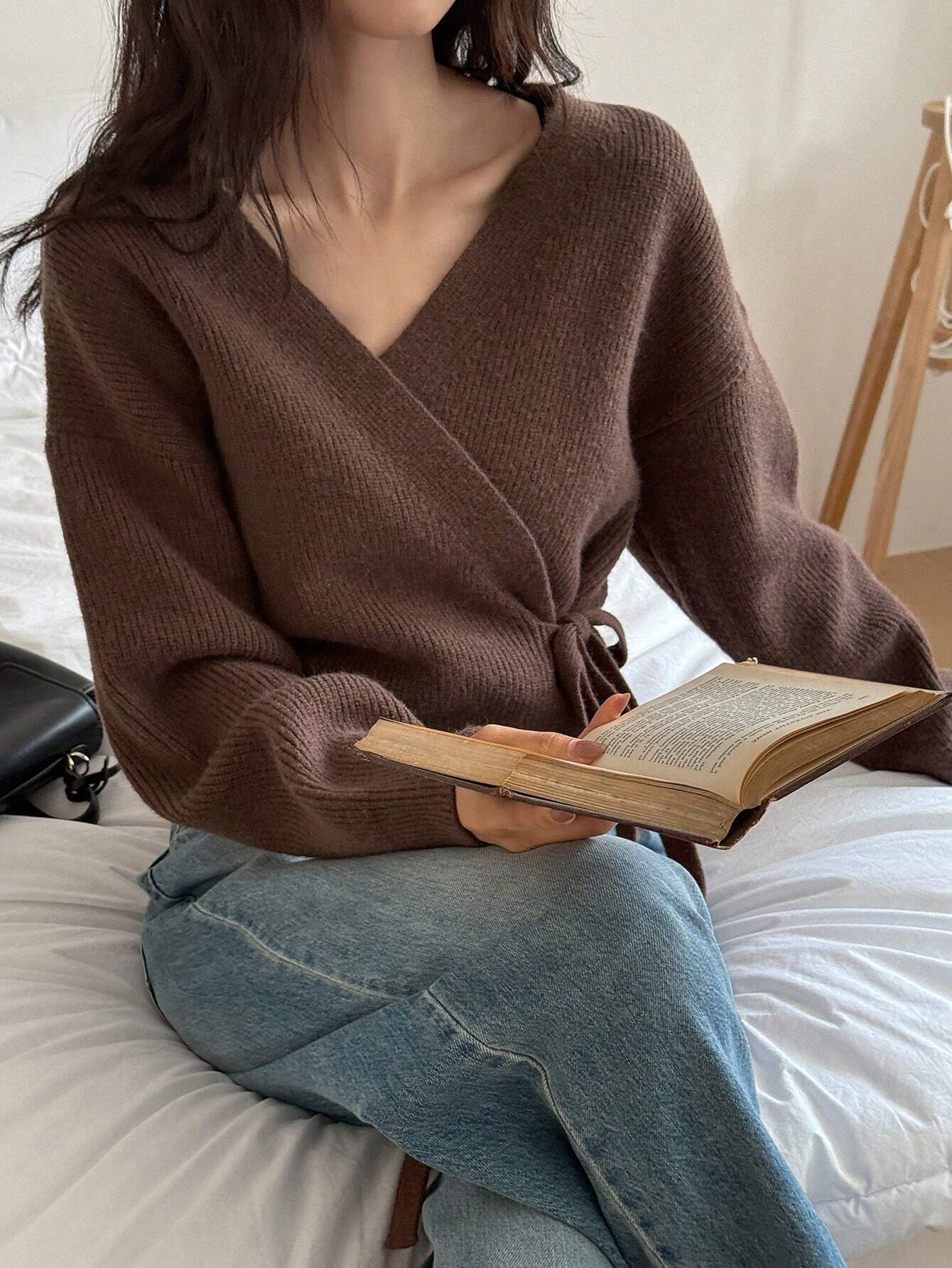 Olivia Knitted Wrap Sweater | Comfortable Soft Sweater