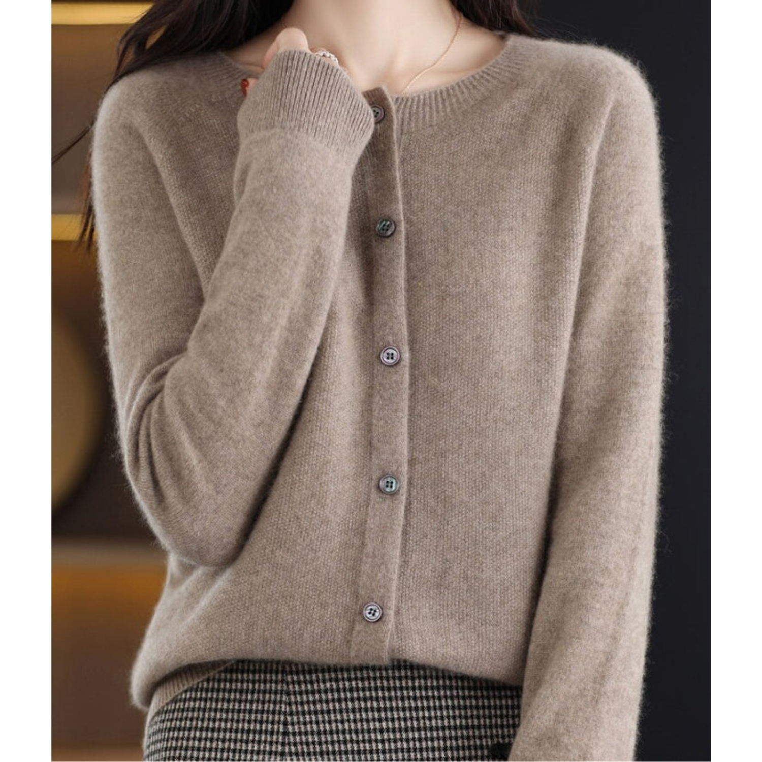 Zachte Pure Merino Wol O-Hals Cardigan voor Dames