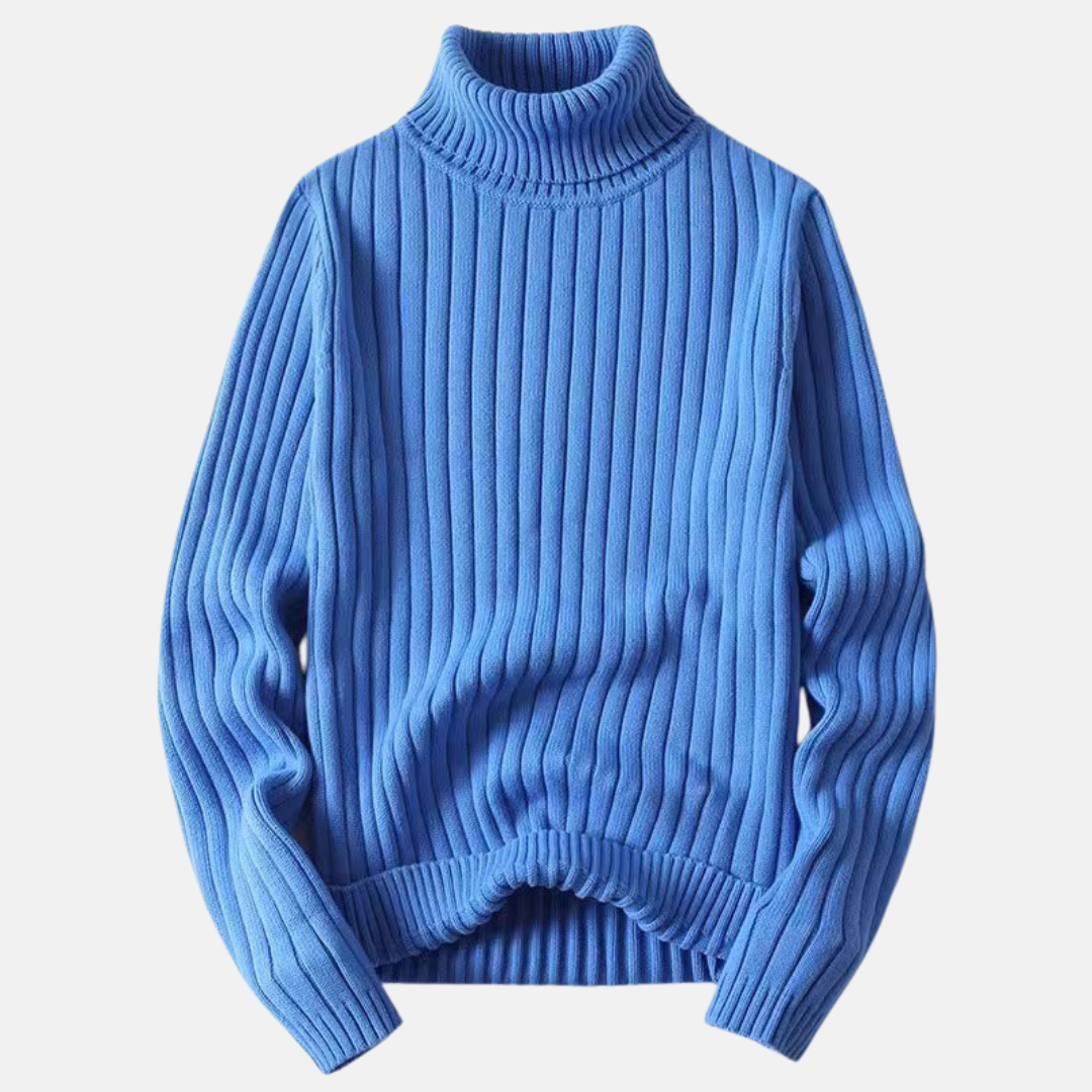 Men's Sweater - Knitted Fabric - Turtleneck - Regular Fit - Long Sleeves