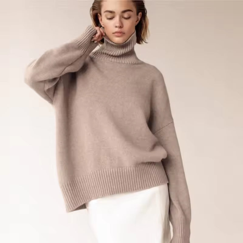 Women's Sweater – Oversized Fit – Wool Mix – Ribbed Collar – Long Sleeves