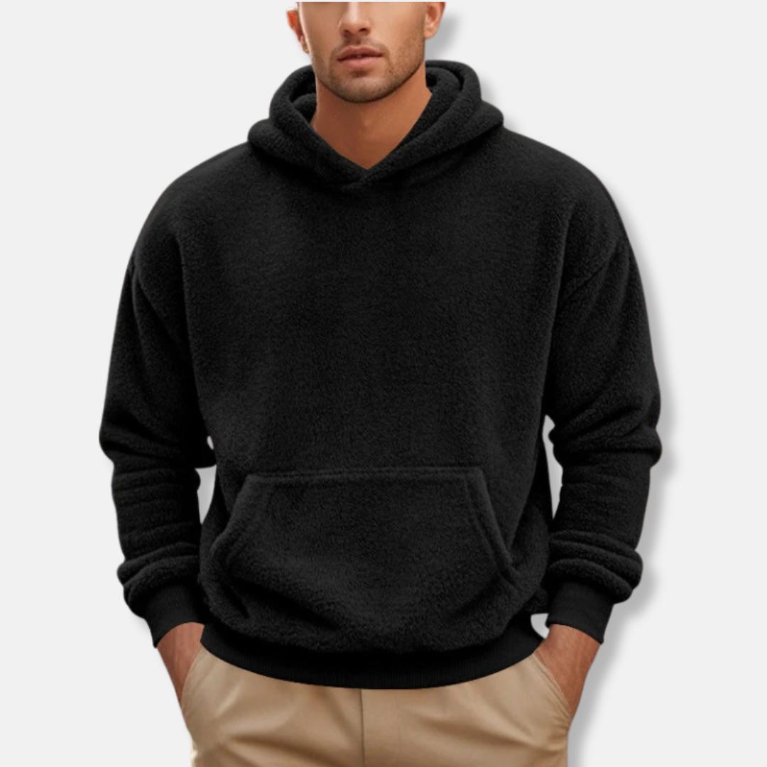 Men's Hoodie – Loose Fit – Fleece – Kangaroo Pocket – Ribbed Cuffs