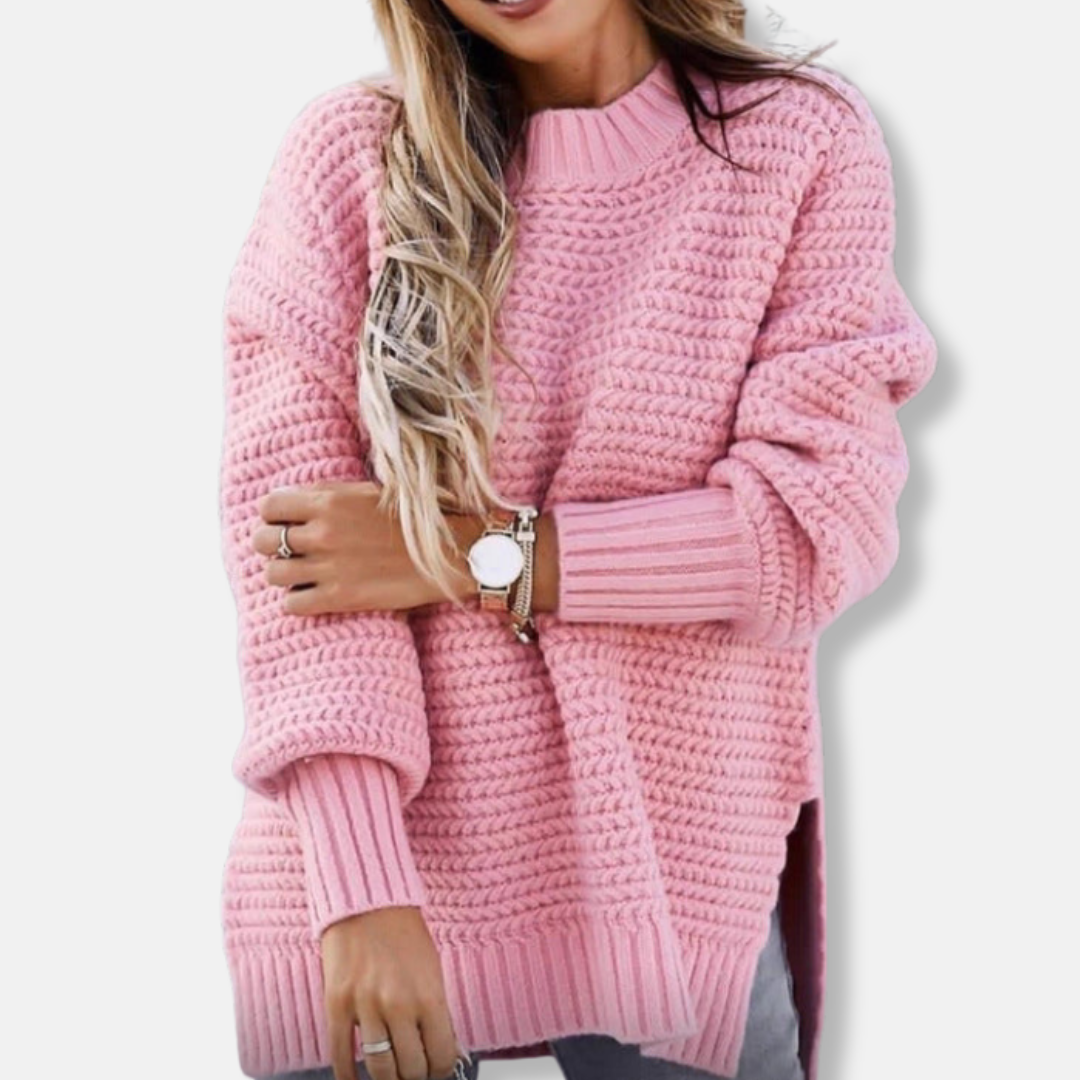 Ladies Sweater – Oversized Fit – Ribbed Knit – Soft Texture – Long Model