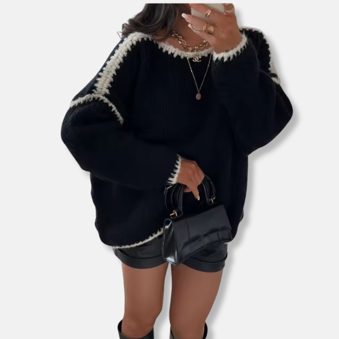 Women's Sweater – Oversized Fit – Chunky Knit – Balloon Sleeves Ribbed Cuffs