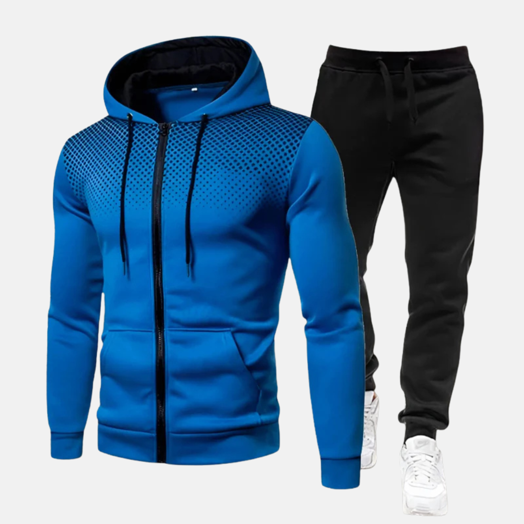 Men's Tracksuit – Slim Fit – Breathable Cotton – Zipper – Elastic Cuffs – Print