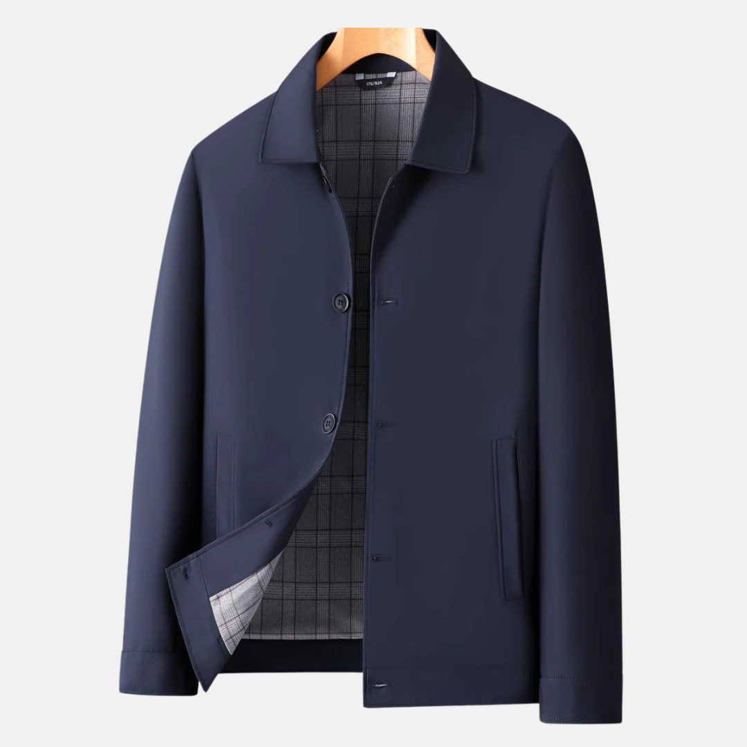 Men's Blazer - Woven Fabric - Tailored Fit - Hip Length - Spread Collar