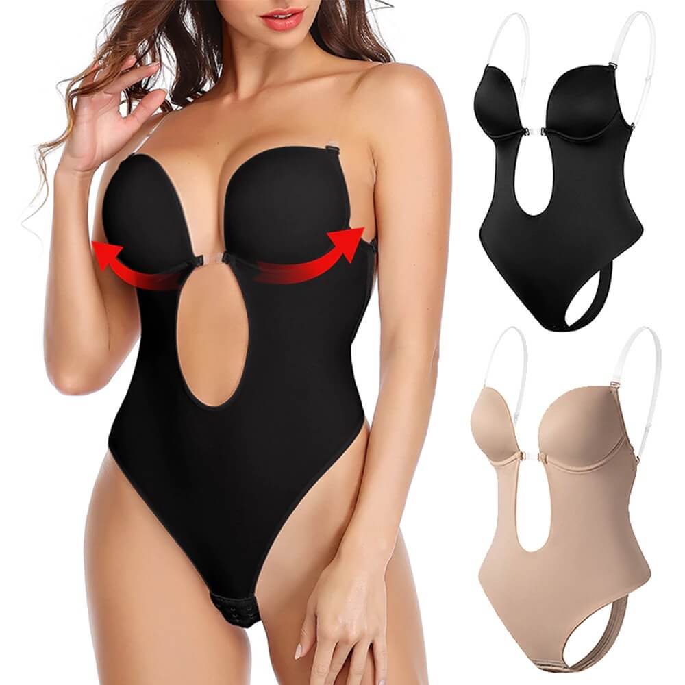 Body Shaper with Deep V-Neck and Open Back for Women