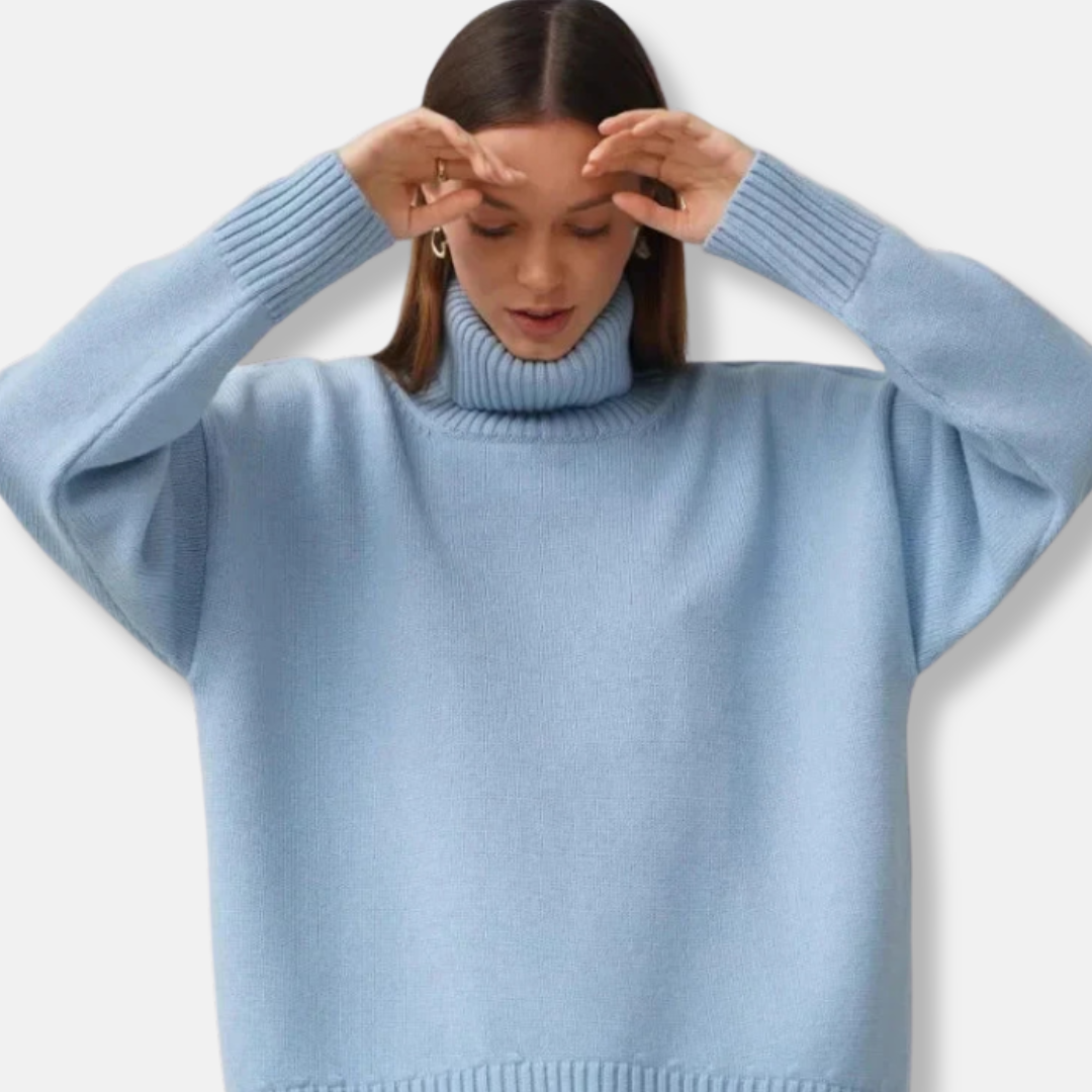 Women's sweater with turtleneck – Loose-fitting model – Knitted – Long sleeves – Ribbed trims