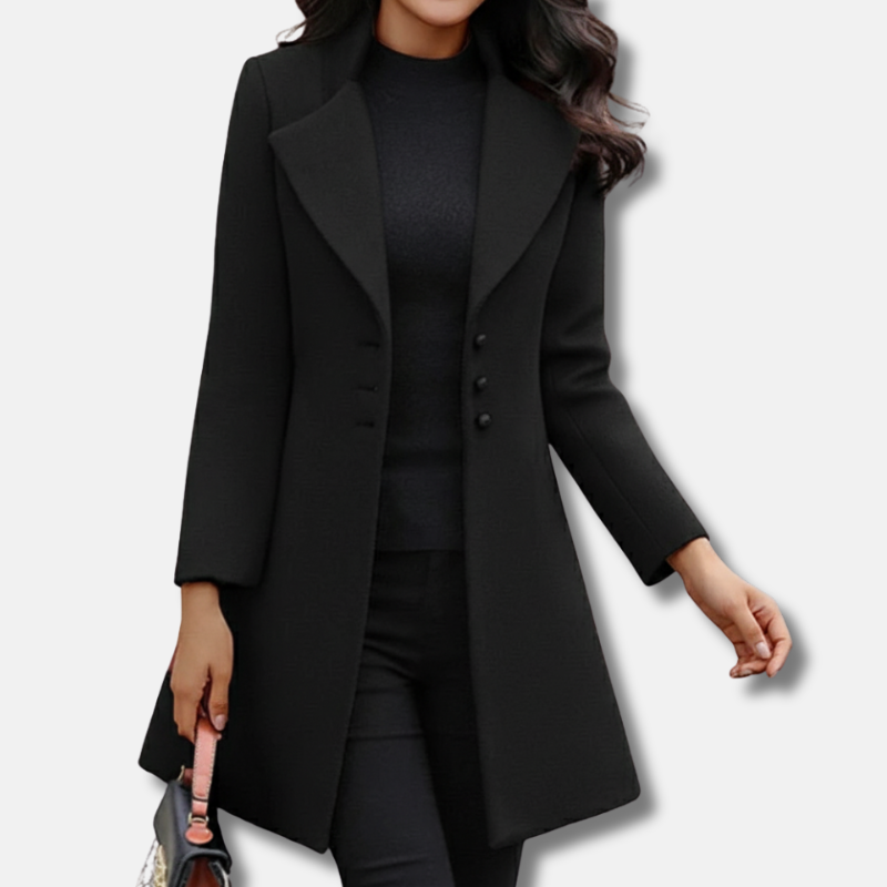 Women's Coat – Slim Fit – Wool Mix – Notch Lapel – Mid-Length Elegant Model