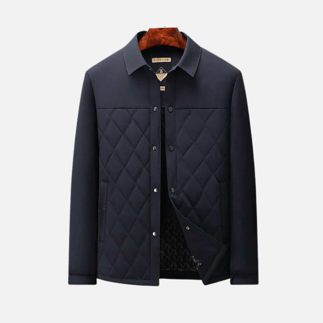 Men's Padded Jacket – Regular Fit – Quilted Design – Shirt Collar – Button Closure