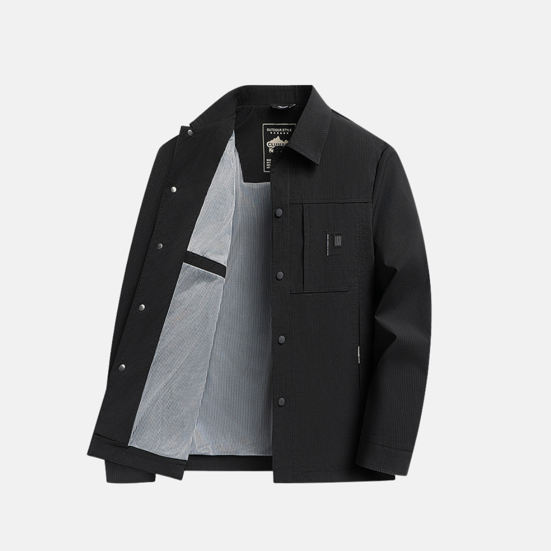 Men's Jacket – Regular Fit – Waffle Texture – Point Collar – Button Closure – Chest Pockets