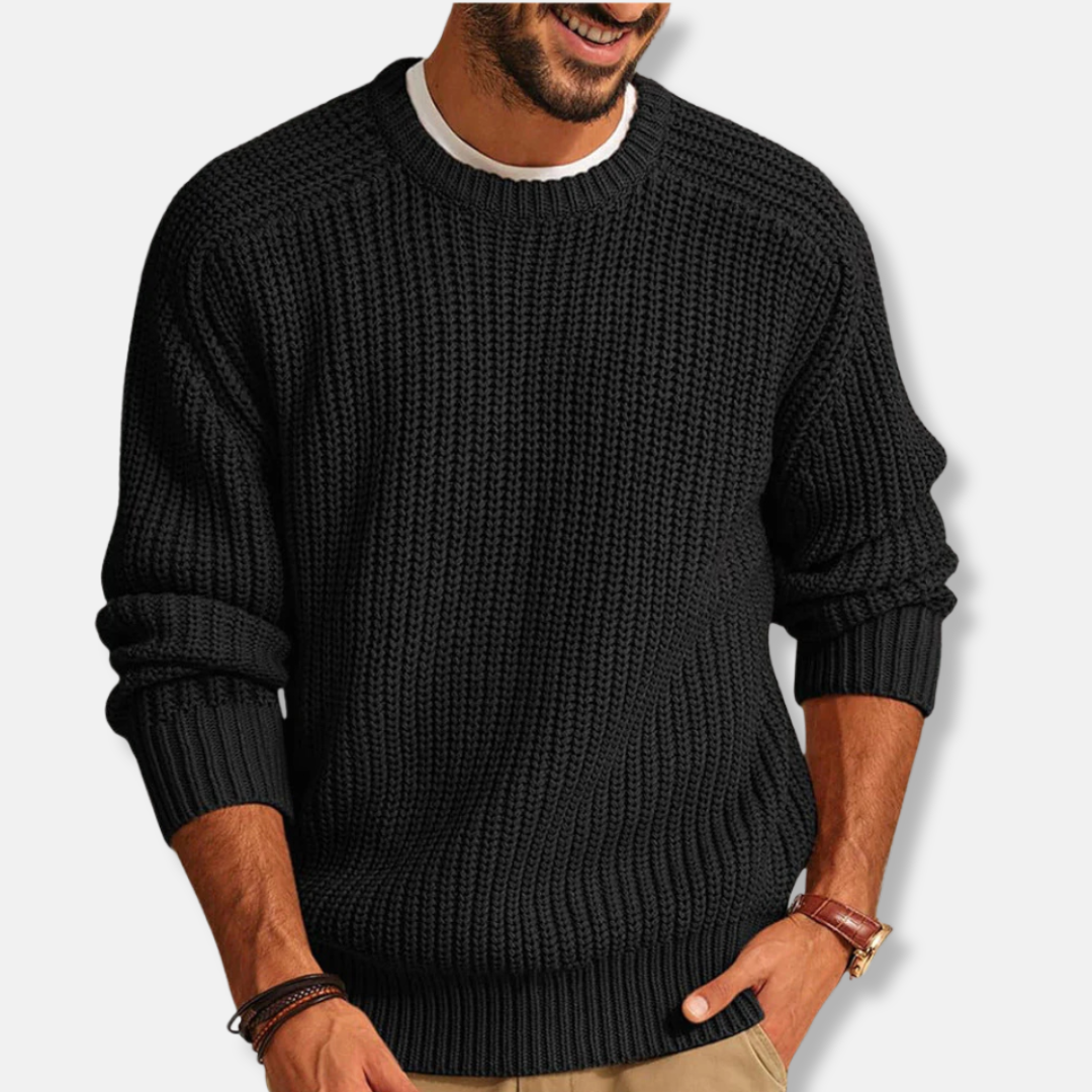 Men's sweatshirt – Loose fit – Chunky knit – Crew neck – Ribbed trims