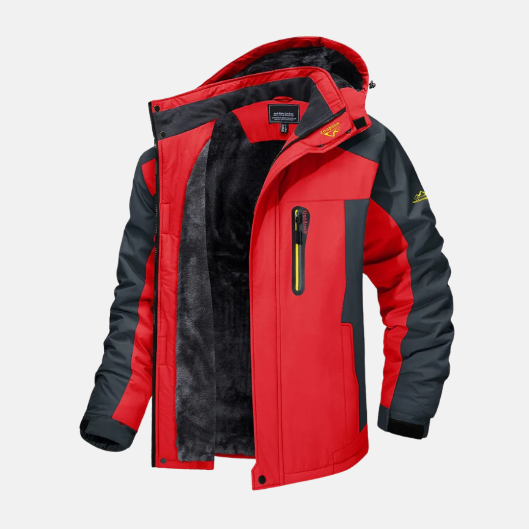 Men's Outdoor Jacket – Water-repellent – Fleece Lined – Adjustable Hood