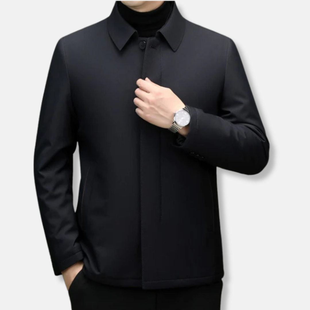 Men's Jacket – Regular Fit – Insulated Lining – Classic Collar – Hidden Buttons