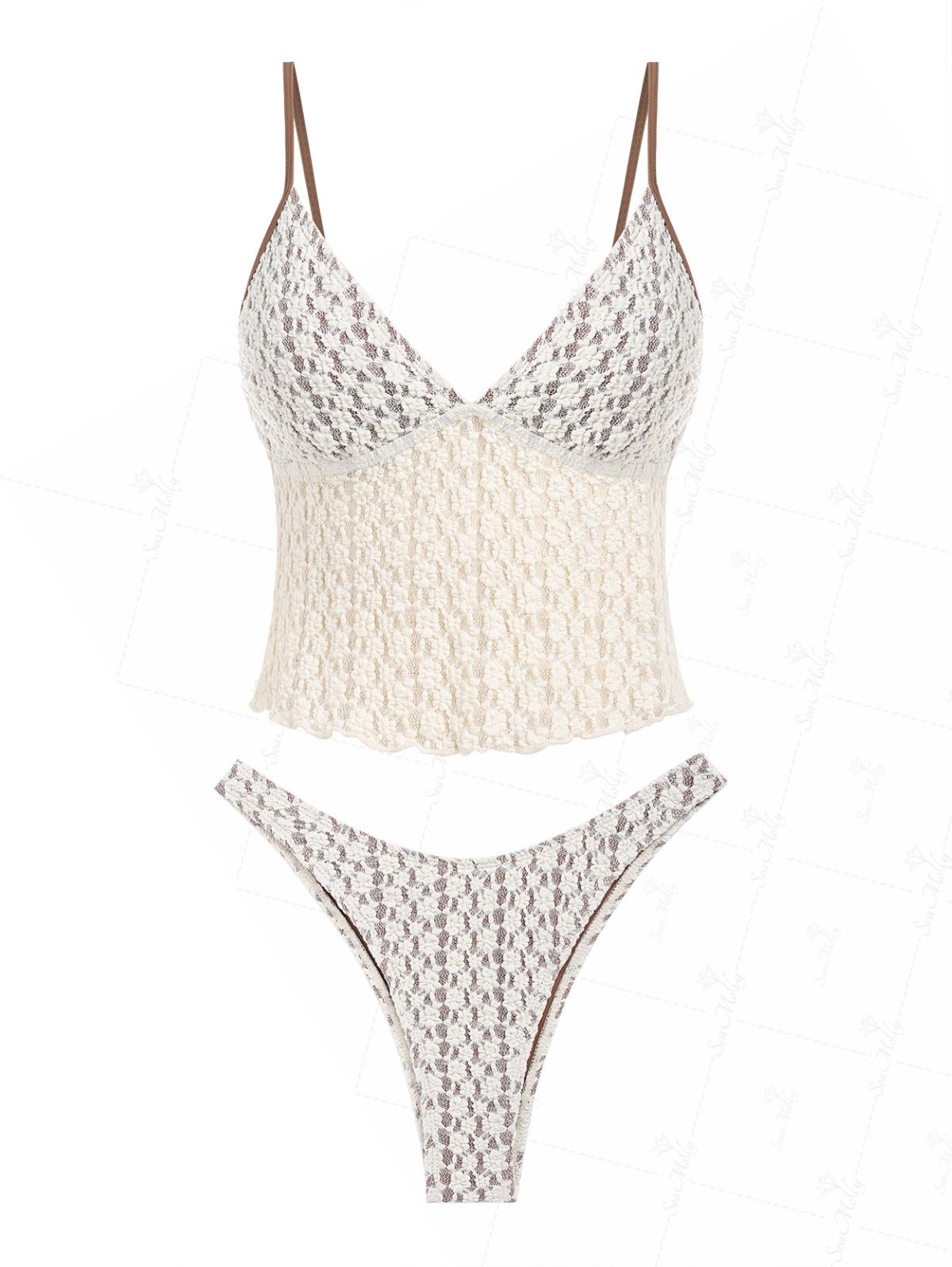 Vintage lace jacquard bikini for women