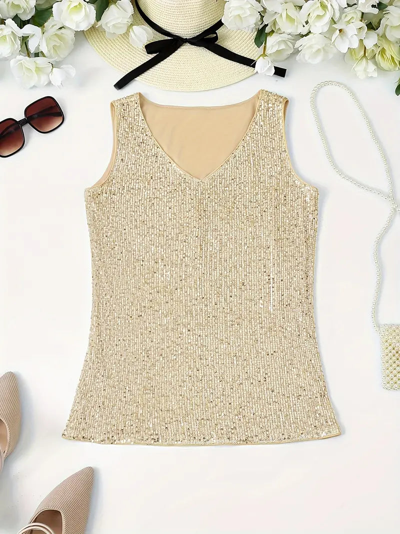 Sleeveless Top with Sequins for Women