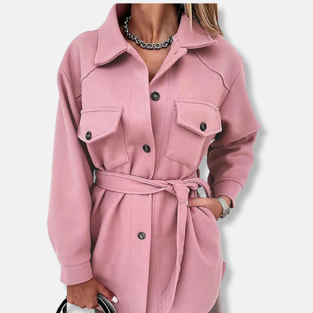 Women's Shacket – Oversized Relaxed Fit– Long Model – Button Closure – Patch Pockets