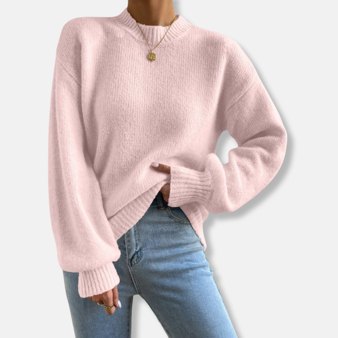 Women's Sweater - Soft Knitted Fabric - Relaxed Fit - Round Neck - Long Sleeves