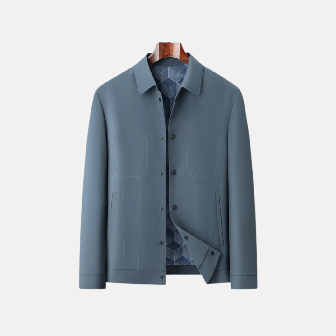 Men's Jacket – Casual Relaxed Fit – Button Closure – Lined Interior – Hip Length