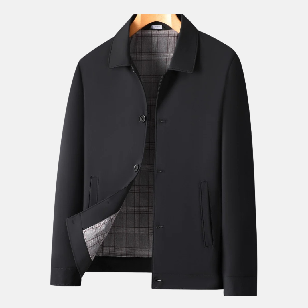 Men's Blazer - Woven Fabric - Tailored Fit - Hip Length - Spread Collar