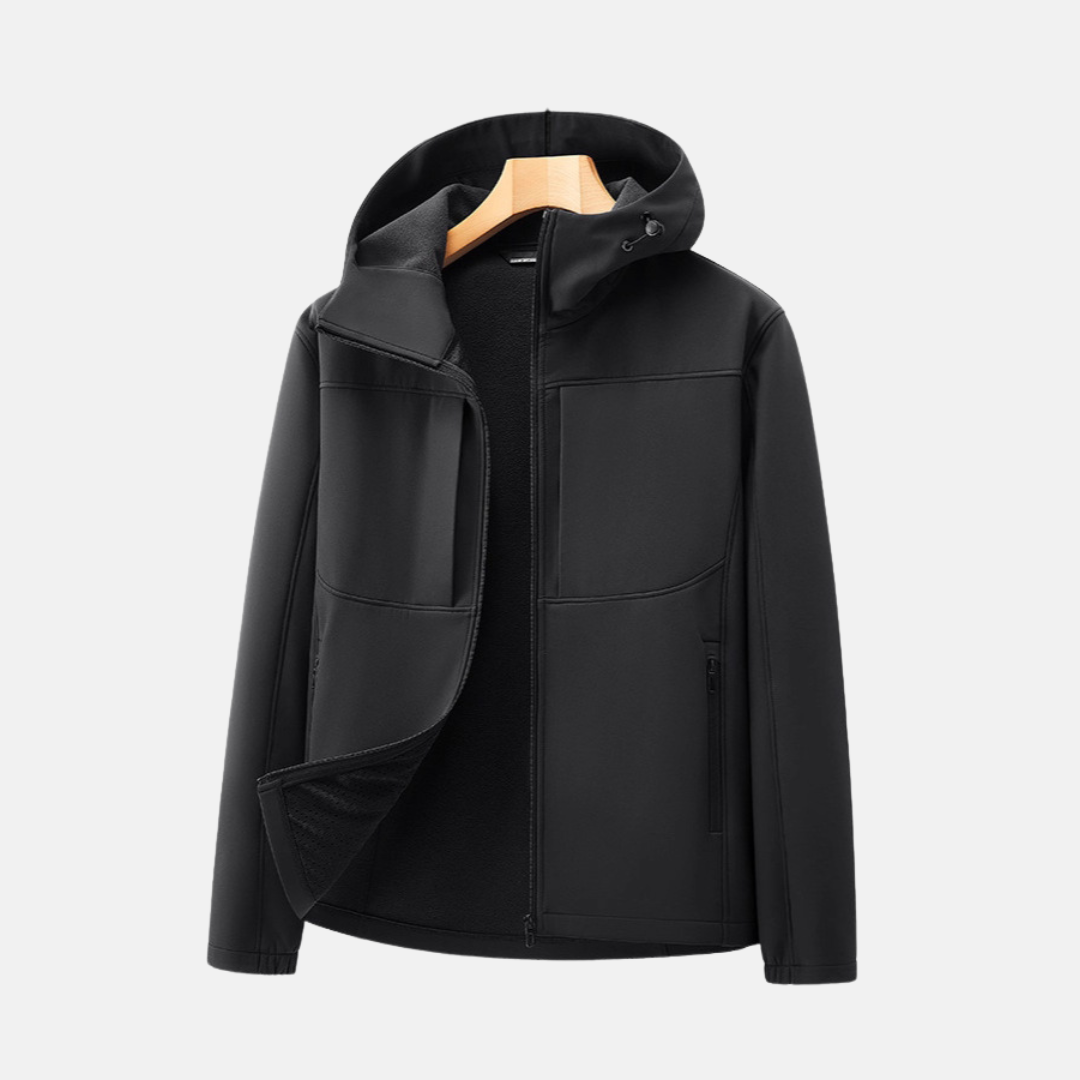 Men's softshell jacket – regular fit – fleece lined – adjustable hood – pockets