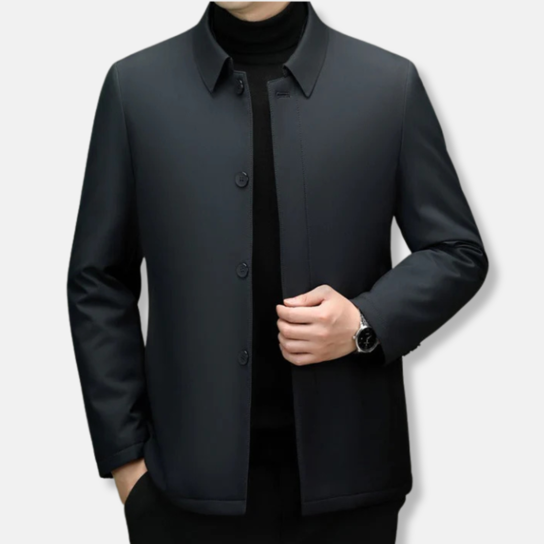 Men's Jacket – Regular Fit – Insulated Lining – Classic Collar – Hidden Buttons