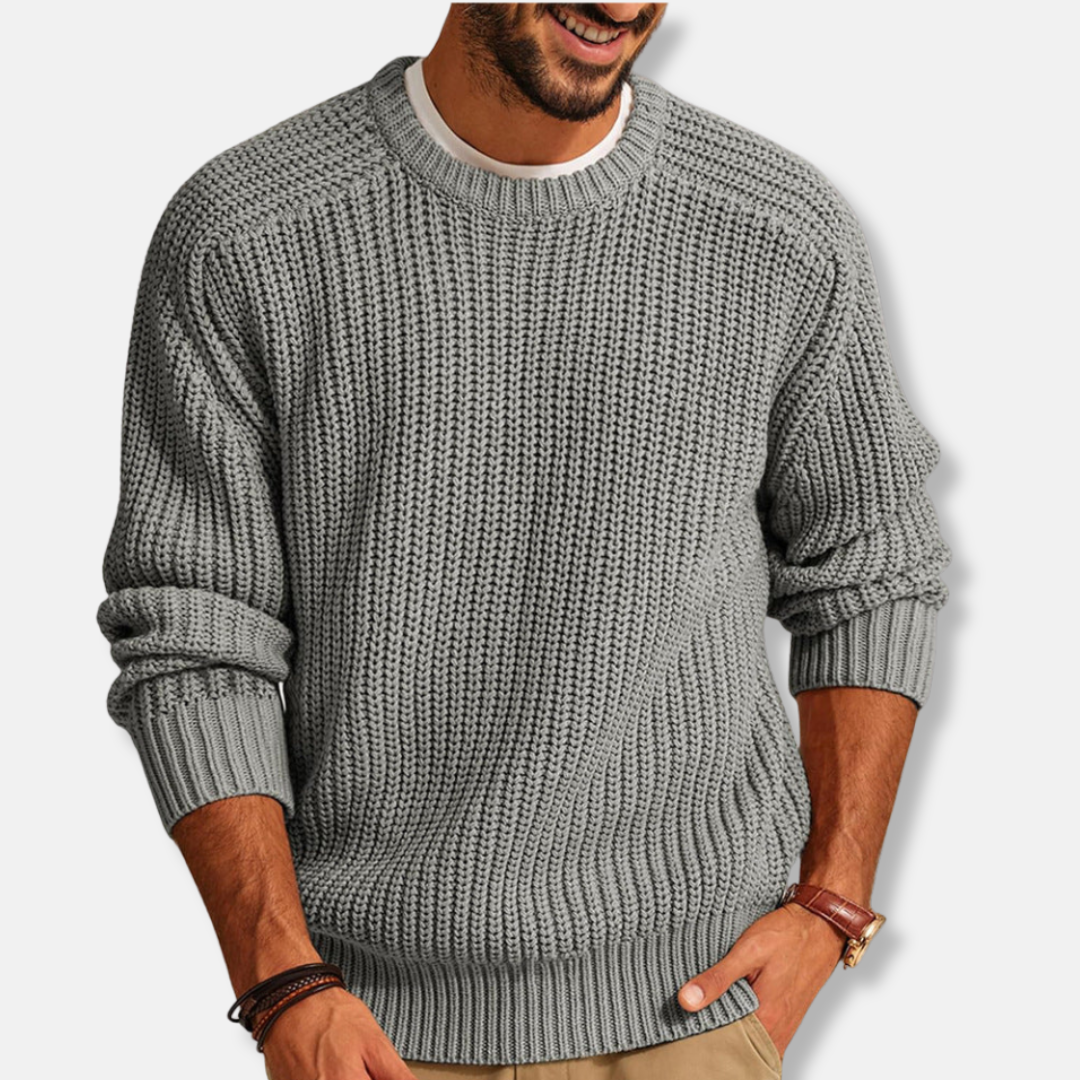 Men's sweatshirt – Loose fit – Chunky knit – Crew neck – Ribbed trims