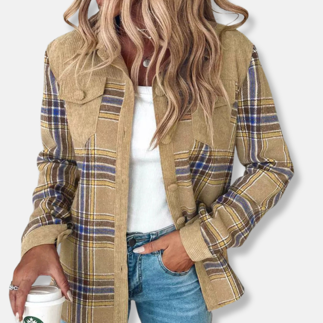 Ladies coat – Oversized fit – Ribbed texture – Button closure – Zebra-accents