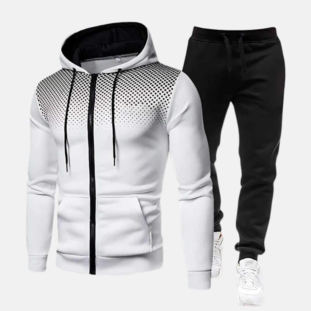 Men's Tracksuit – Slim Fit – Breathable Cotton – Zipper – Elastic Cuffs – Print
