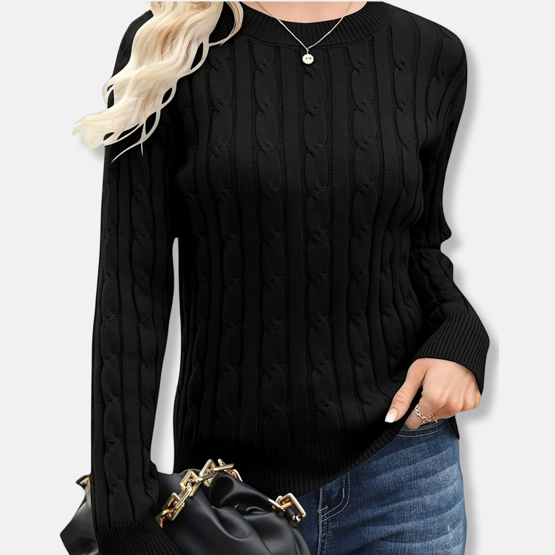 Women's sweatshirt – Cable knit – Relaxed fit – Long sleeve with ribbed cuffs