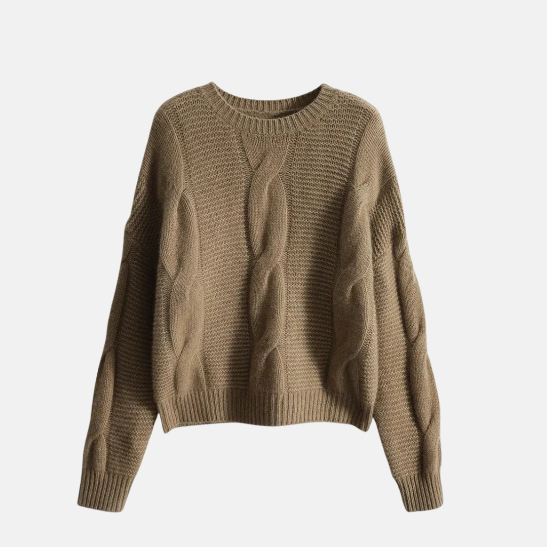 Women's sweatshirt – Relaxed fit – Cable knit pattern – Ribbed trims