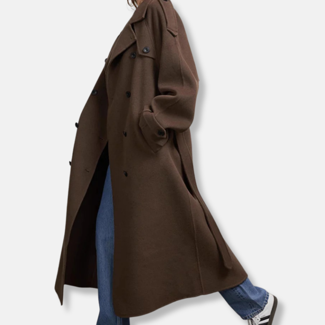 Women's trenchcoat – Woolmix – Oversized fit – Double-breasted – With Belt
