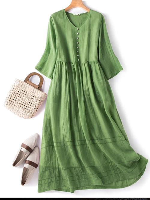 Elegant Midi Dress with V-neck for Ladies