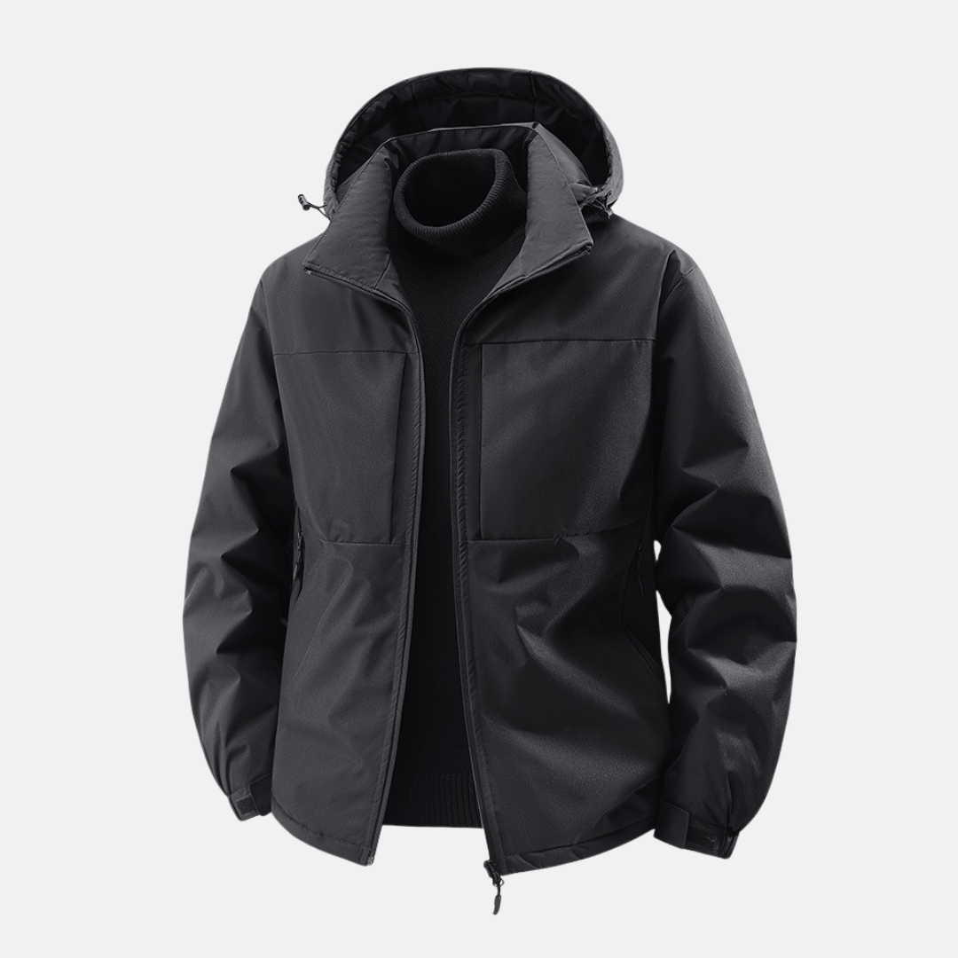 Men's Jacket – Windproof Water-repellent – Relaxed Fit – With Hood and Zippered Pockets