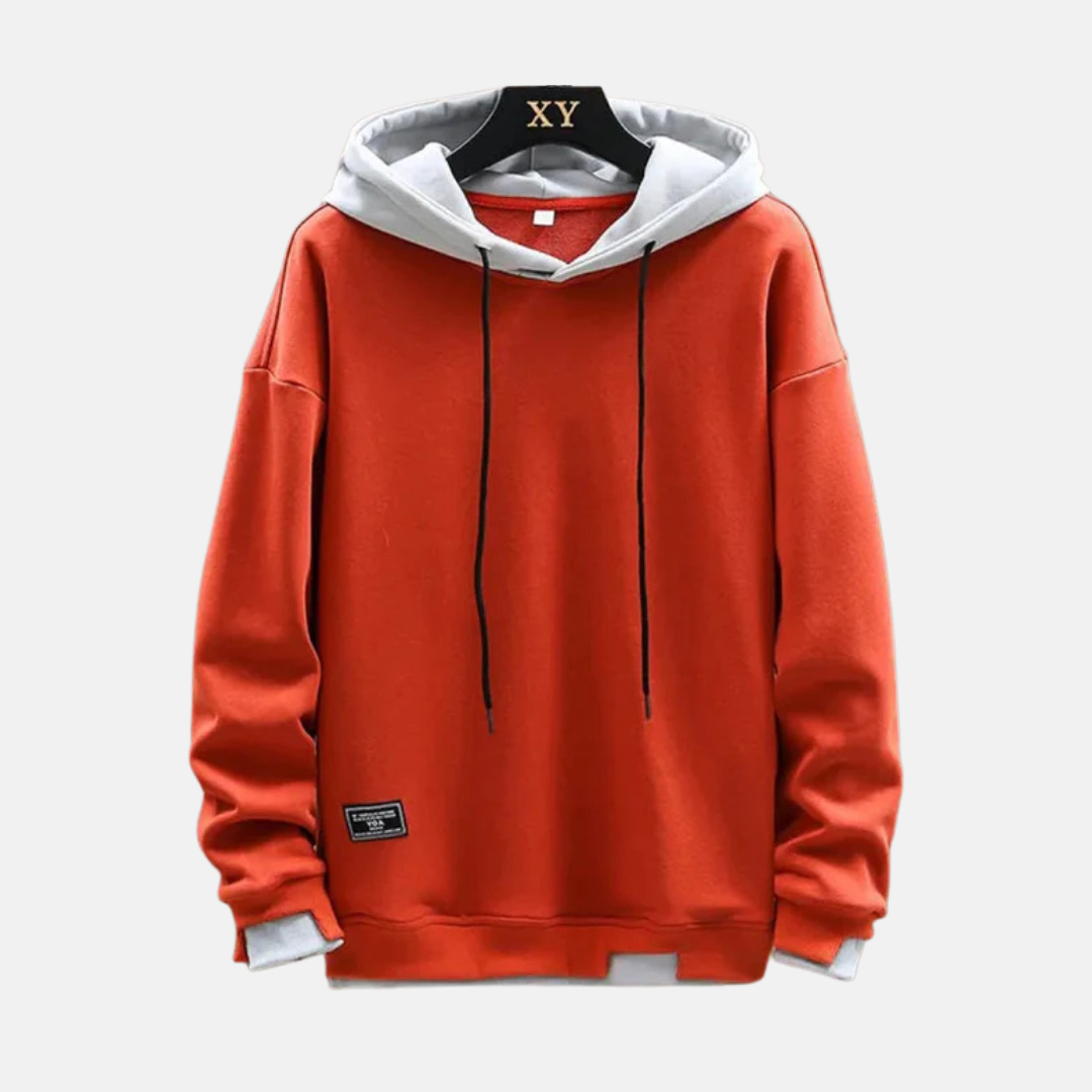 Men's Hoodie – Relaxed Fit– Cotton Blend – Layered Hood – Ribbed Cuffs