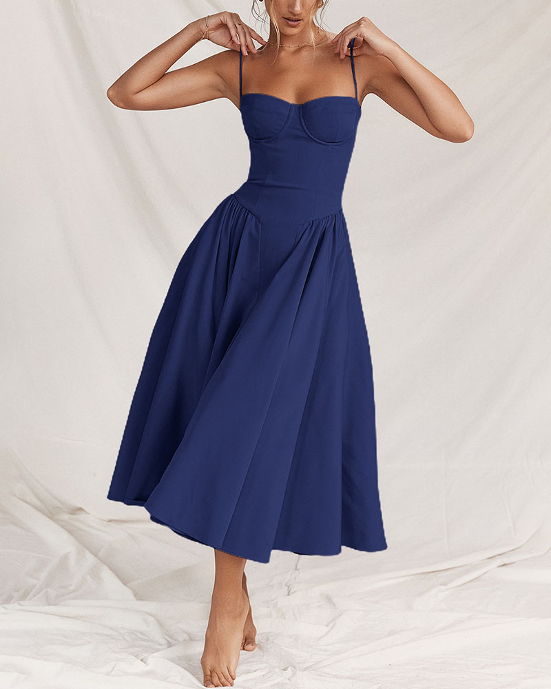 Stylish Midi Dress with Tubecolor and Straps