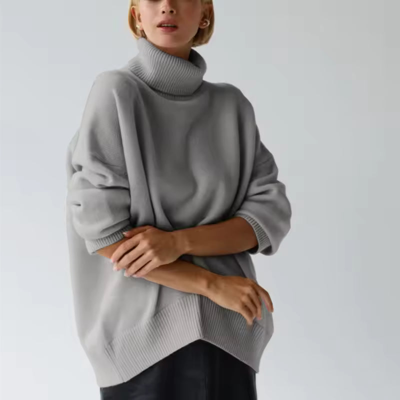 Women's Sweater – Oversized Fit – Wool Mix – Ribbed Collar – Long Sleeves