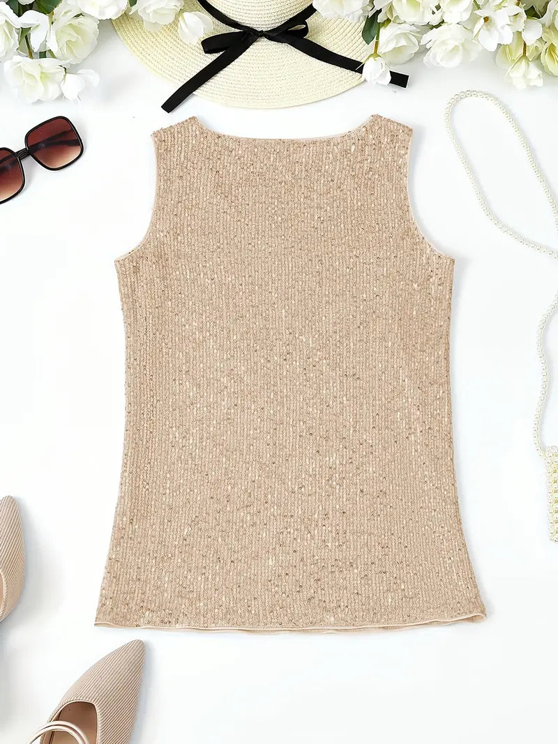 Sleeveless Top with Sequins for Women