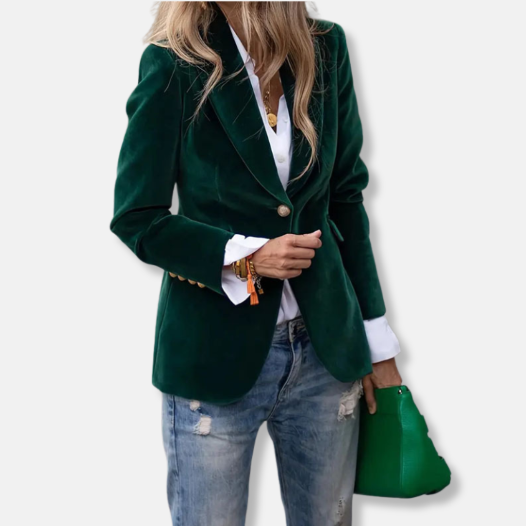 Ladies Blazer - Velvet - Slim Fit - With Notch Lapel
