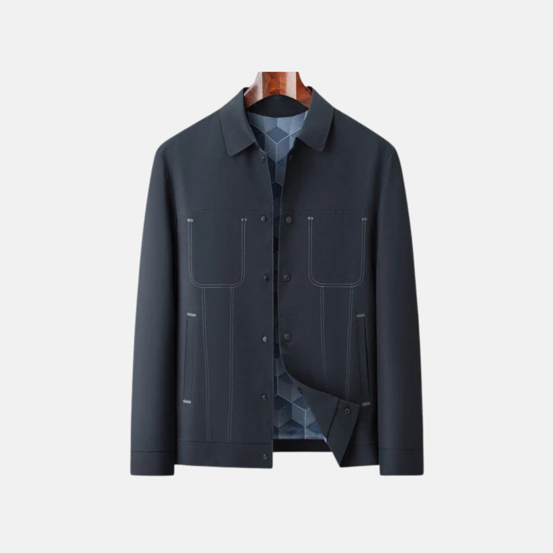Men's Jacket – Casual Relaxed Fit – Button Closure – Lined Interior – Hip Length